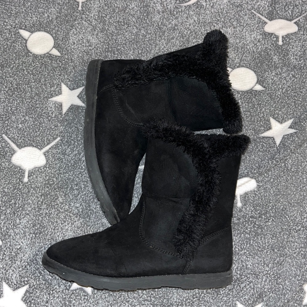 These are some black fur boots